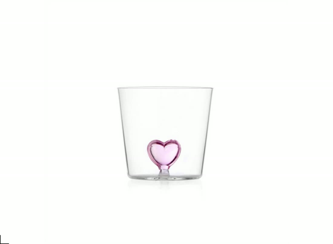 CUORE pink heart glass