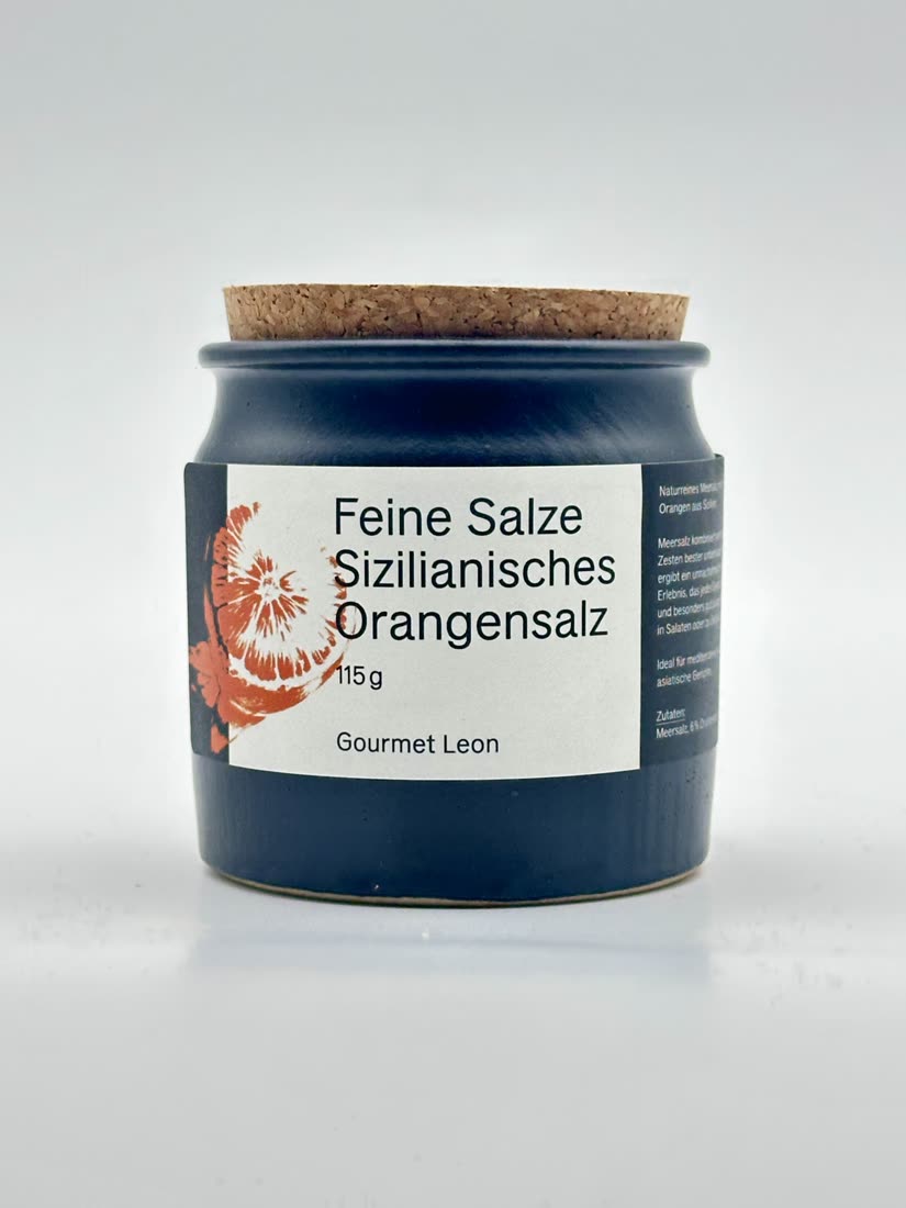 Sizilianisches Orangensalz im Steinguttopf 115g