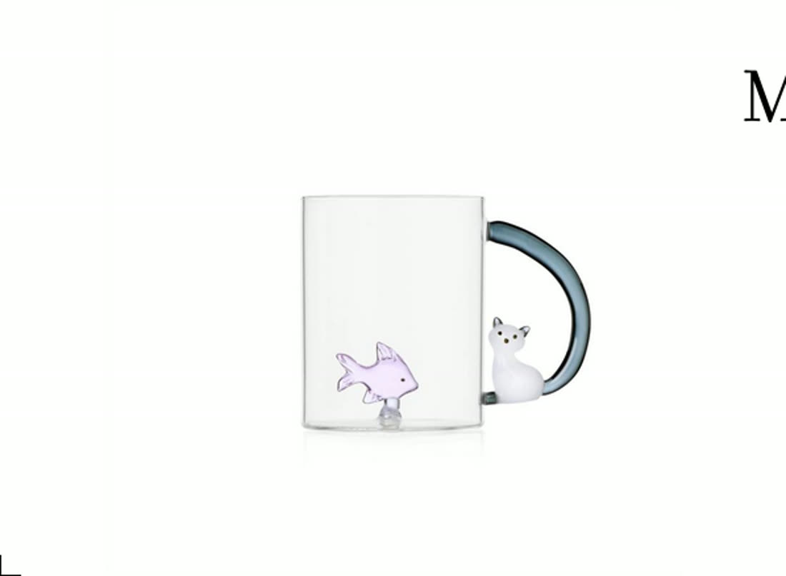 TABBY CAT mug Fish&Cat w / smoke tail