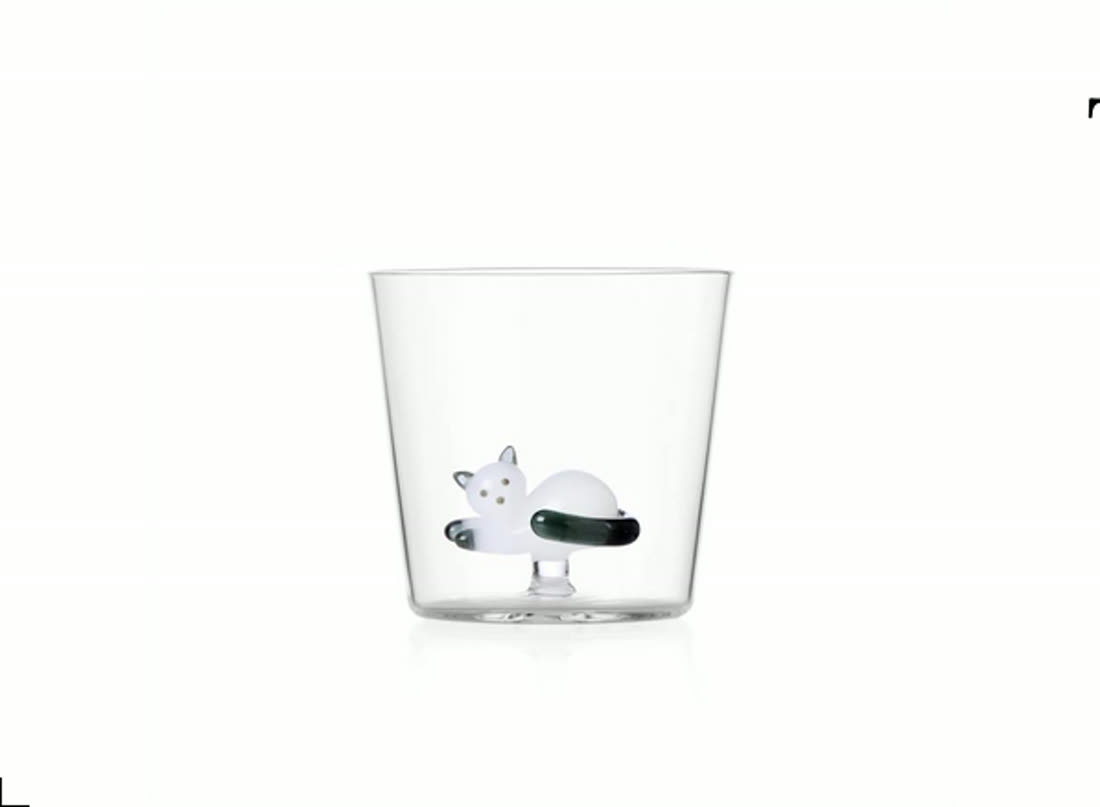 TABBY CAT Tumbler Lying Cat w / smoke tail